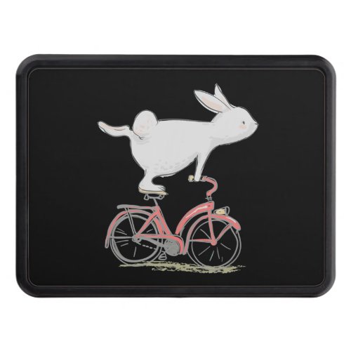Cute Bunny Rabbit On Bike  Cycling Bicycle Hitch Cover