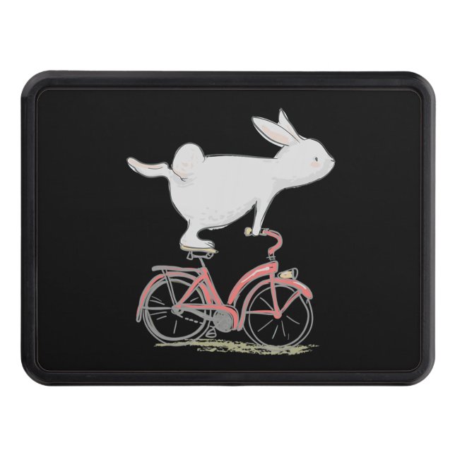 Cute Bunny Rabbit On Bike  Cycling Bicycle Hitch Cover (Front)