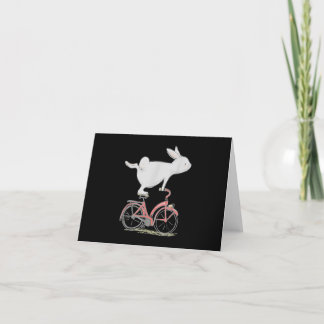 Cute Bunny Rabbit On Bike  Cycling  Bicycle Letterpress Thank You Card