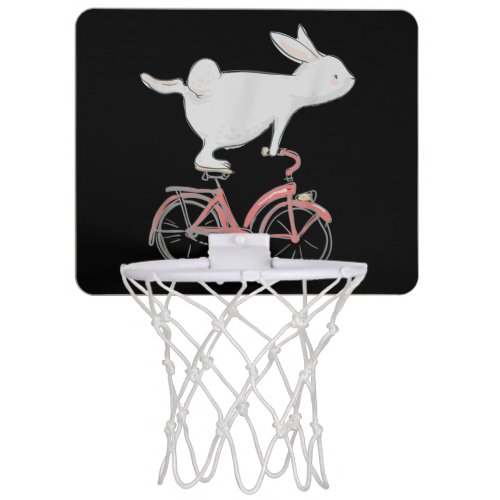 Cute Bunny Rabbit On Bike Cycling Bicycle Mini Basketball Hoop