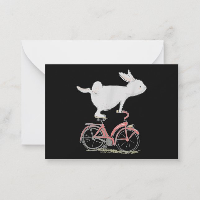 Cute Bunny Rabbit On Bike Cycling Bicycle Note Card (Front)