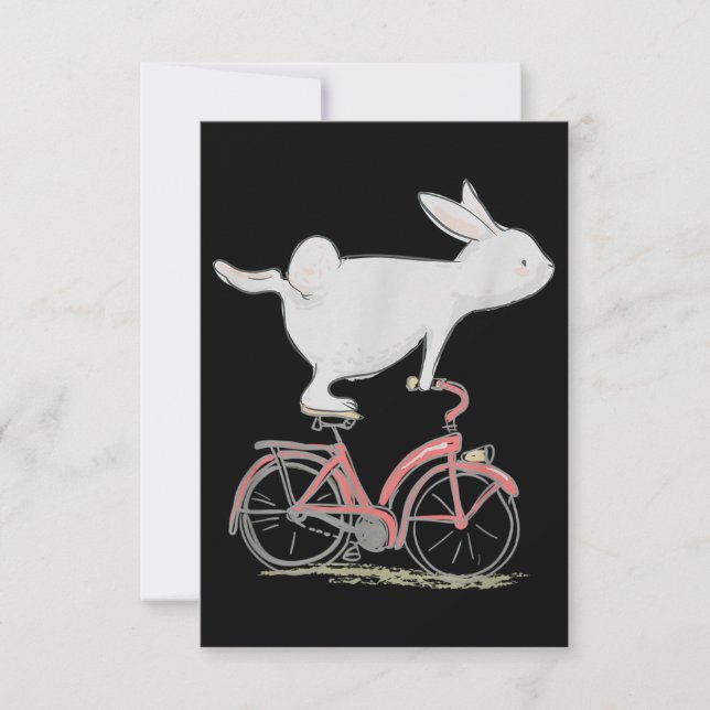 Cute Bunny Rabbit On Bike Cycling Bicycle Note Card (Front)