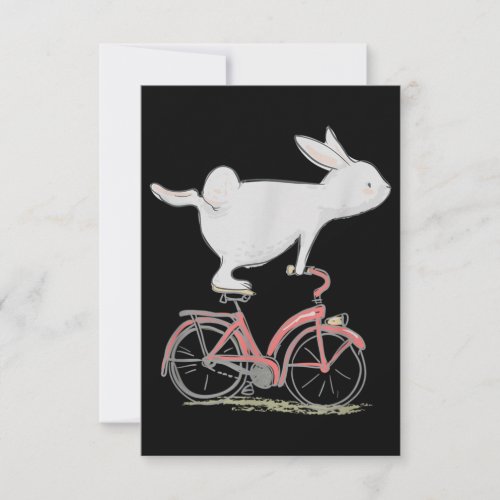 Cute Bunny Rabbit On Bike Cycling Bicycle Note Card