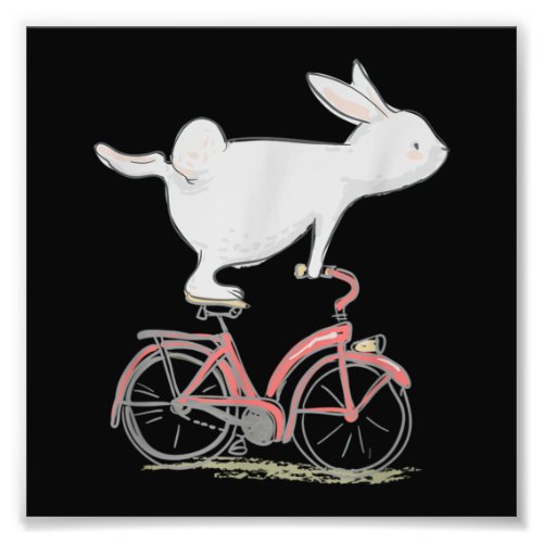 Cute Bunny Rabbit On Bike Cycling Bicycle Photo Print