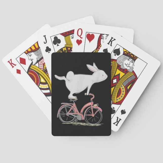 Cute Bunny Rabbit On Bike Cycling Bicycle Poker Cards (Back)