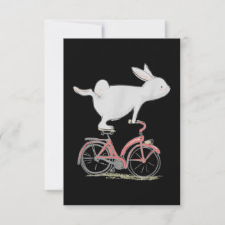 Cute Bunny Rabbit On Bike Cycling Bicycle RSVP Card