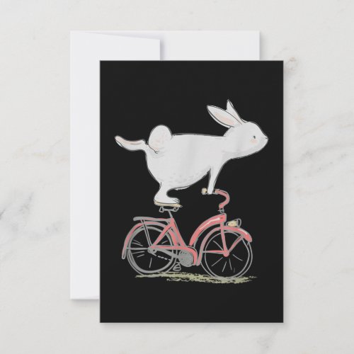 Cute Bunny Rabbit On Bike  Cycling  Bicycle RSVP Card