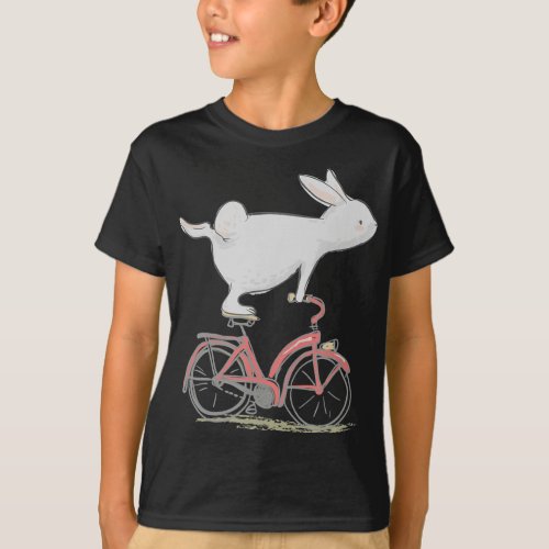 Cute Bunny Rabbit On Bike  Cycling Bicycle T_Shirt