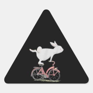 Cute Bunny Rabbit On Bike  Cycling  Bicycle Triangle Sticker