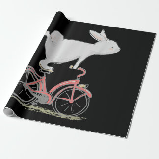 Cute Bunny Rabbit On Bike Cycling Bicycle Wrapping Paper