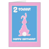 Cute Bunny Rabbit  on Pink Check 2nd Birthday (Front)