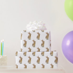 Cute Bunny Rabbit On White Wrapping Paper