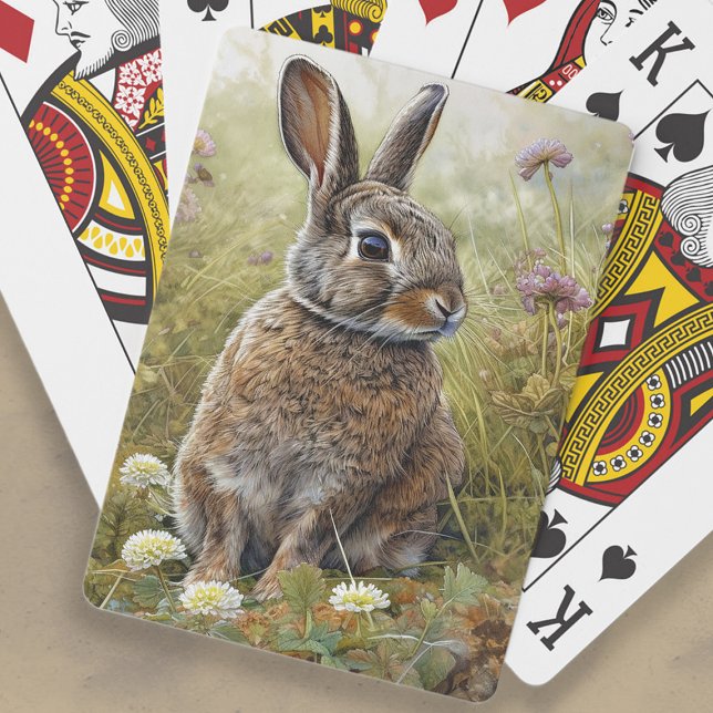 Cute Bunny Rabbit Painting  Poker Cards (Bunny rabbit painting playing cards)