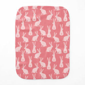 Cute Bunny Rabbit Pattern Pink Baby Burp Cloth