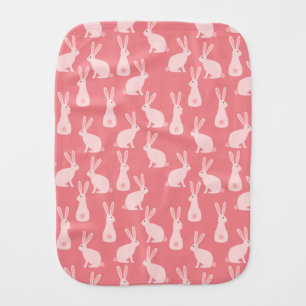 Cute Bunny Rabbit Pattern Pink Baby Burp Cloth