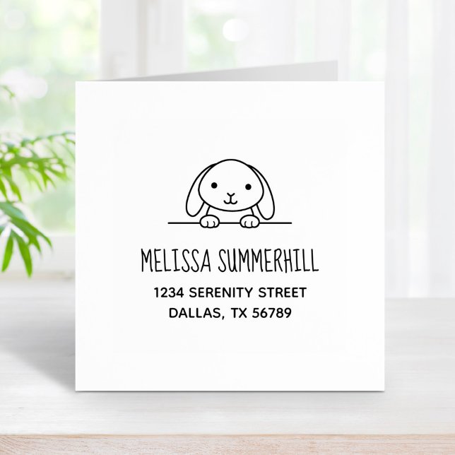 Cute Bunny Rabbit Peeking above Address Rubber Stamp (Creator Uploaded)