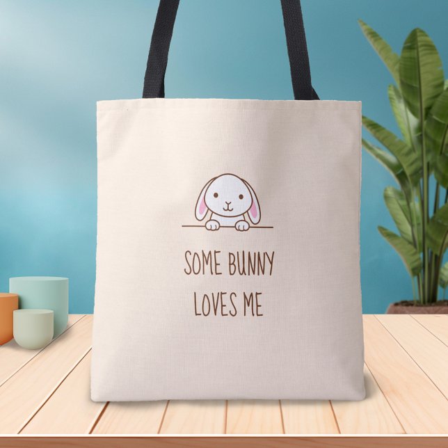 Cute Bunny Rabbit Peeking above Quote Tote Bag (Creator Uploaded)