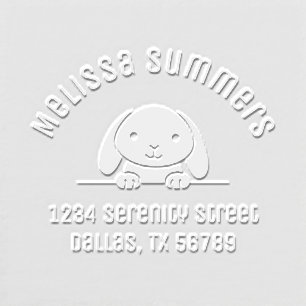 Cute Bunny Rabbit Peeking Arch Address Embosser
