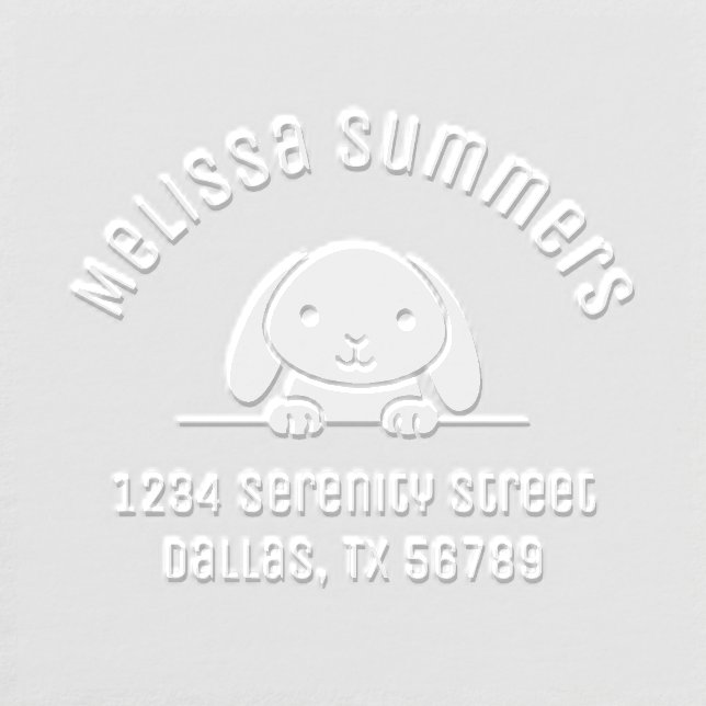 Cute Bunny Rabbit Peeking Arch Address Embosser (Design)