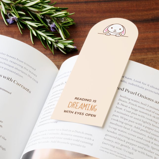 Cute Bunny Rabbit Peeking Beige Bookmarks (Book)