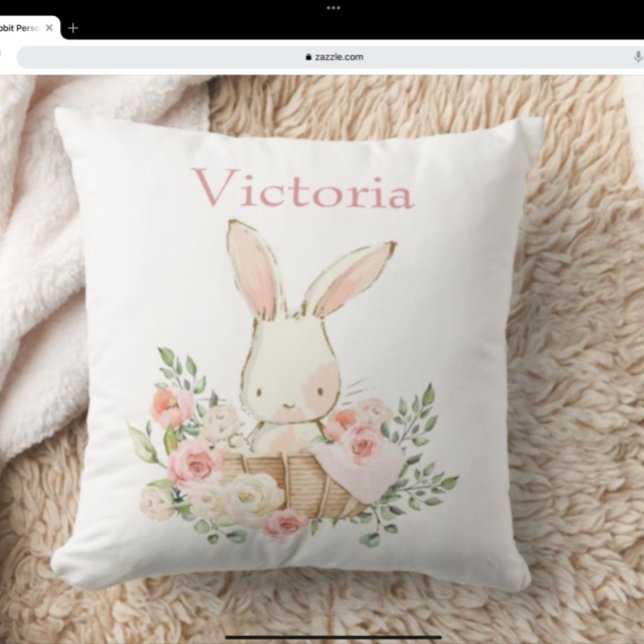 Cute Bunny Rabbit Personalized Modern Baby  Throw Pillow (Creator Uploaded)