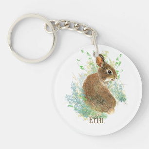 Cute Bunny Rabbit Pet Animal Custom Name Hoodie Bu Keychain