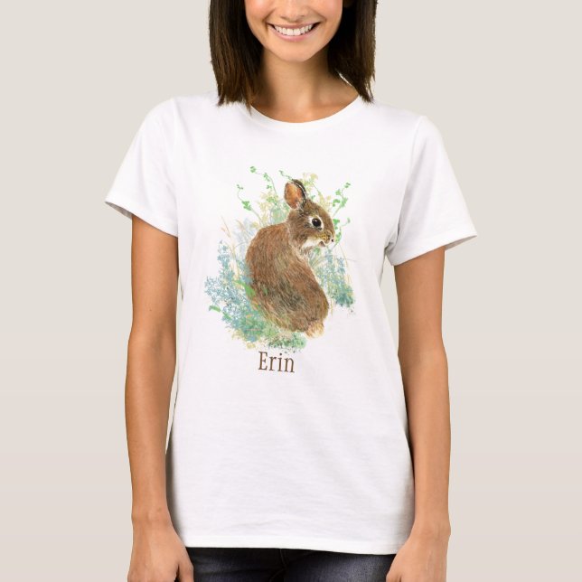 Cute Bunny Rabbit Pet Animal Custom Name Hoodie T-Shirt (Front)