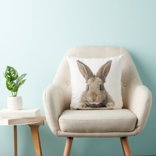 Cute Bunny Rabbit Photo Boy Girl Woodland Animals Throw Pillow