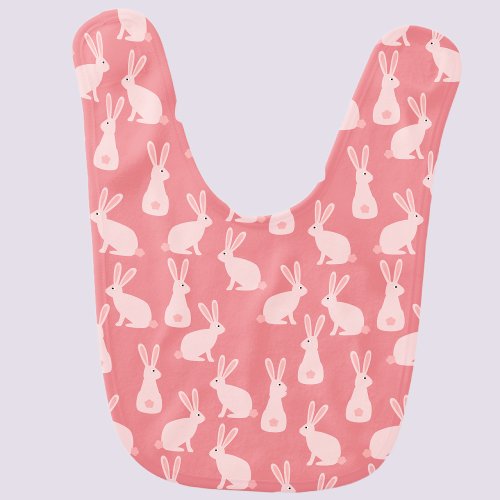 Cute Bunny Rabbit Pink Baby Bib