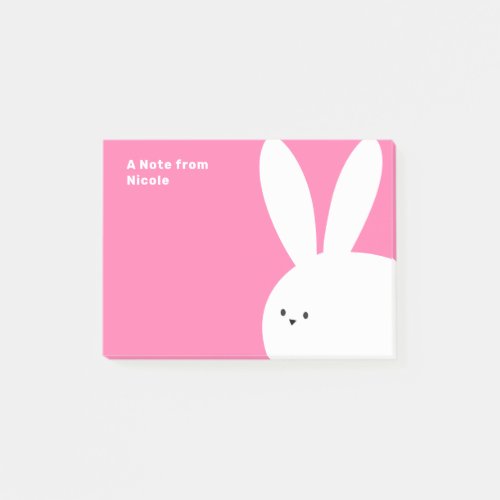 Cute Bunny Rabbit Pink Custom Name Post_it Notes