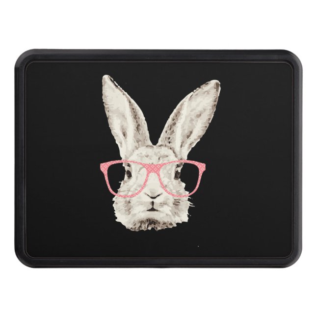 Cute Bunny Rabbit Pink Glasses Funny Hipster Hitch Cover (Front)