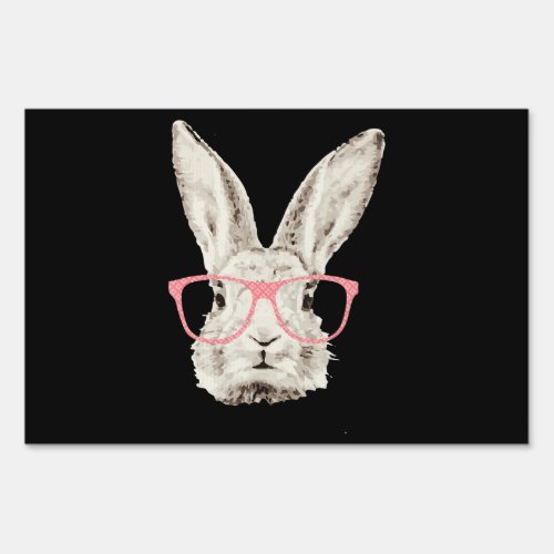 Cute Bunny Rabbit Pink Glasses Funny Hipster Sign