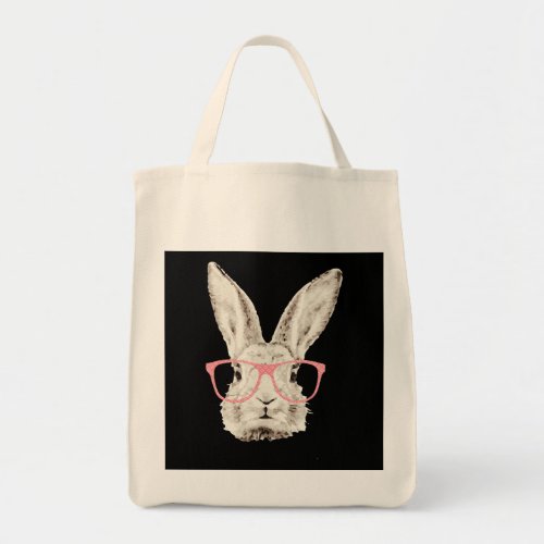 Cute Bunny Rabbit Pink Glasses Funny Hipster Tote Bag