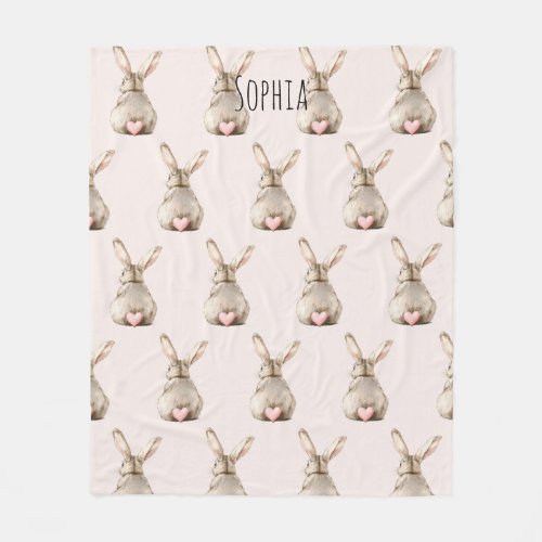 Cute Bunny Rabbit Pink Heart Tail Baby Shower