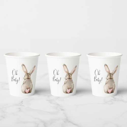 Cute Bunny Rabbit Pink Heart Tail Baby Shower