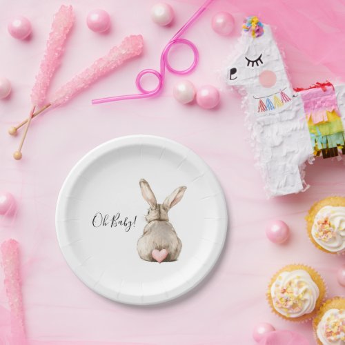 Cute Bunny Rabbit Pink Heart Tail Baby Shower
