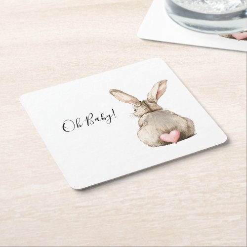 Cute Bunny Rabbit Pink Heart Tail Baby Shower