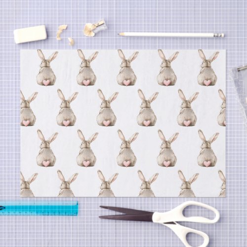 Cute Bunny Rabbit Pink Heart Tail Baby Shower