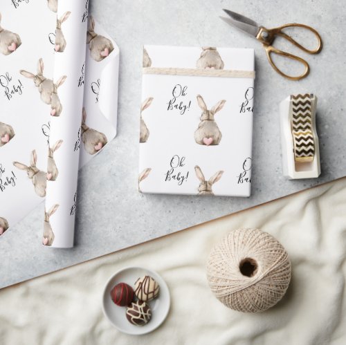 Cute Bunny Rabbit Pink Heart Tail Baby Shower