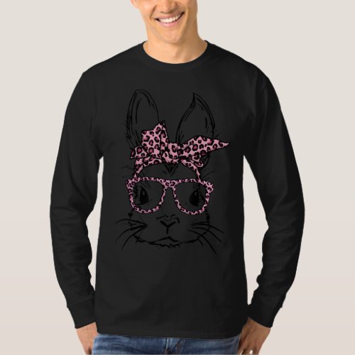 Cute Bunny Rabbit Pink Leopard Girl Happy Easter D T_Shirt