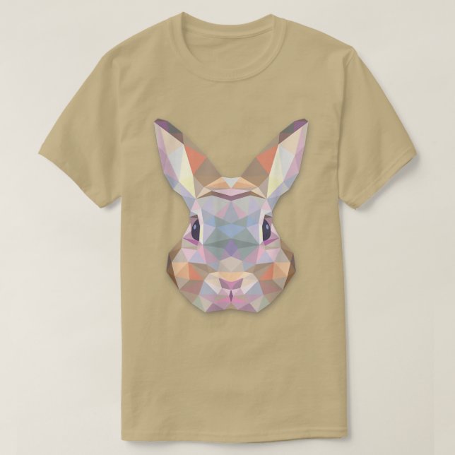 Cute Bunny Rabbit Polygonal Triangles  T-Shirt (Design Front)