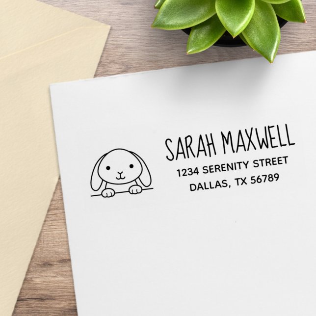 Cute Bunny Rabbit Return Address Rubber Stamp (Creator Uploaded)