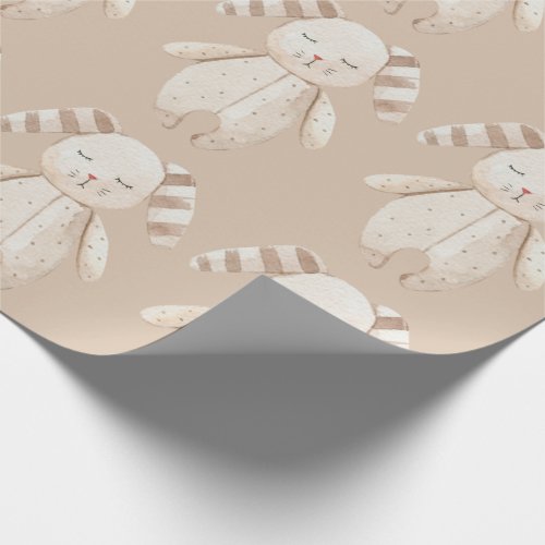 Cute Bunny Rabbit Rustic Baby Shower Wrapping Paper