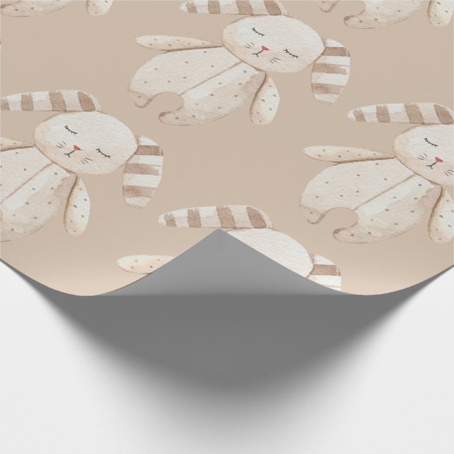 Cute Bunny Rabbit Rustic Baby Shower Wrapping Paper (Corner)