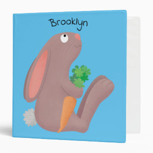 Cute bunny rabbit sitting with carrot cartoon 3 ring binder