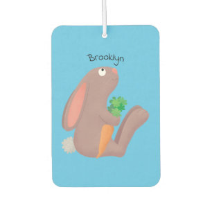 Cute bunny rabbit sitting with carrot cartoon air freshener