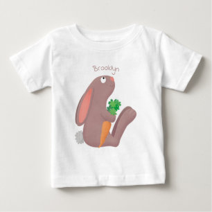 Cute bunny rabbit sitting with carrot cartoon baby T-Shirt