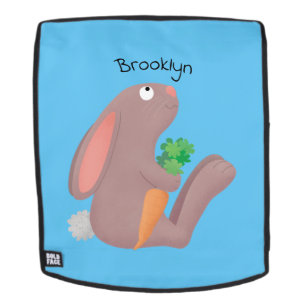 Cute bunny rabbit sitting with carrot cartoon backpack