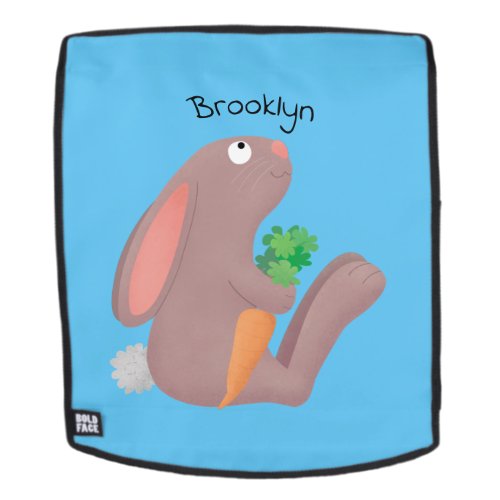 Cute bunny rabbit sitting with carrot cartoon backpack