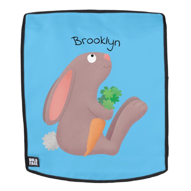Cute bunny rabbit sitting with carrot cartoon backpack (Removable Face)